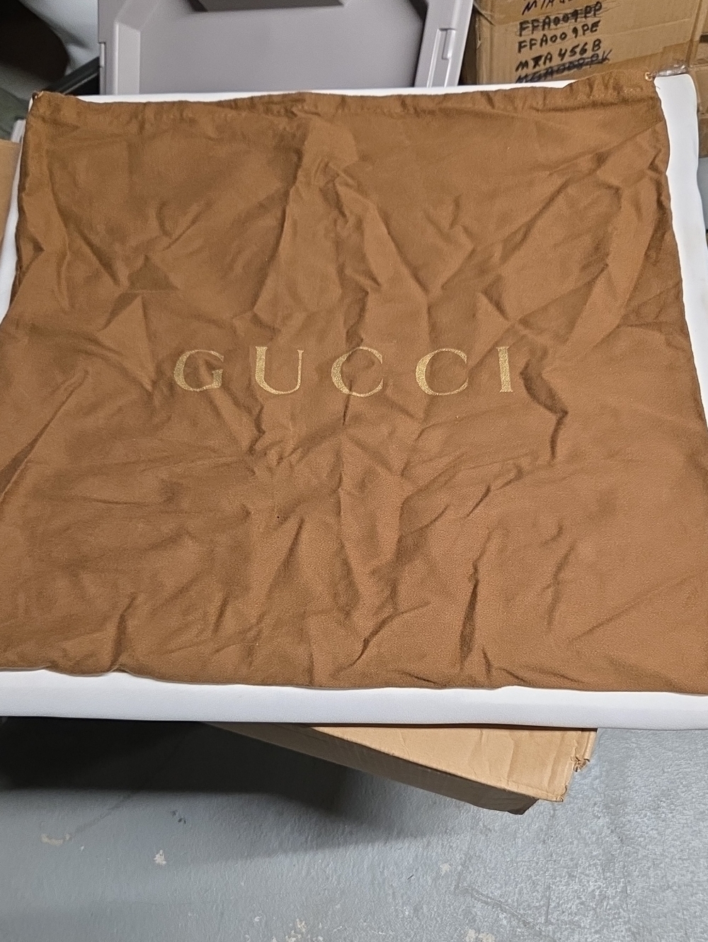 Gucci Brown Throw Cover with Gold Embroidered Logo
